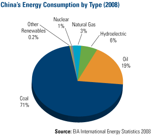 China's Energy consumption by Type (2008)