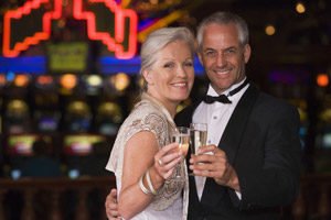 couple holding champagne