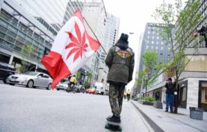 Supporter carrying Canadian flag