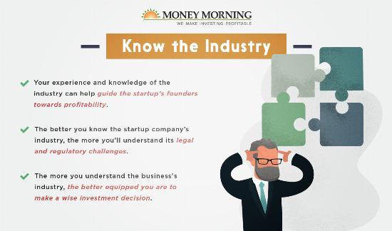 Key factors to look for in a startup to invest in; #1 "Know the Industry" graphic